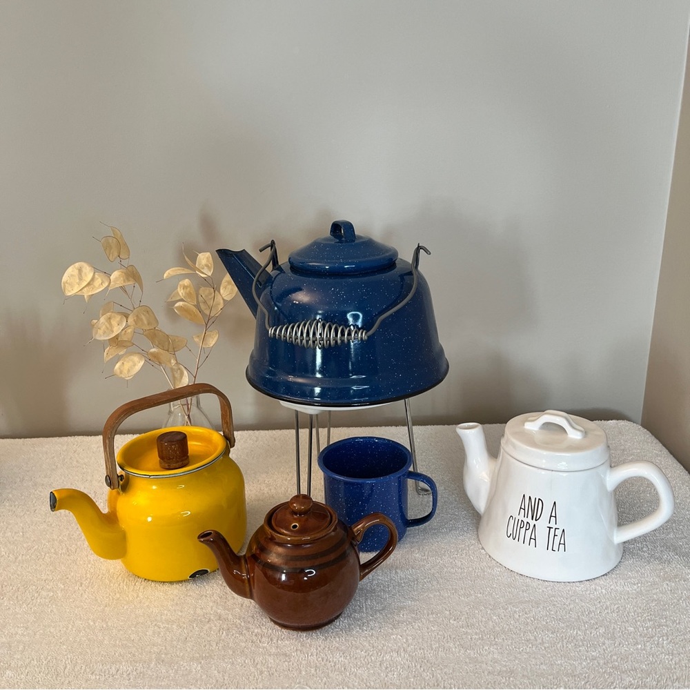 Quartet of Vintage Teapots and Tea Kettle